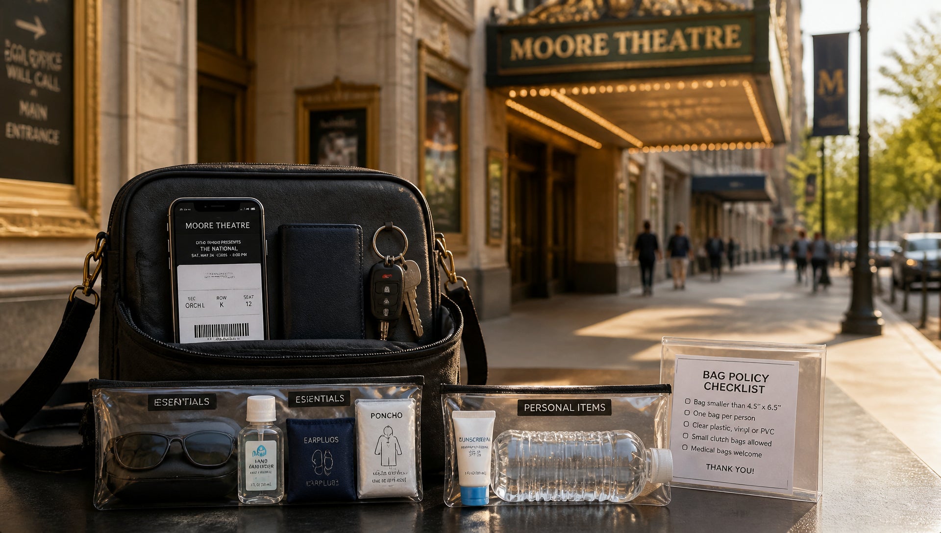 Moore Theatre Bag Policy Rules and Sizes Allowed